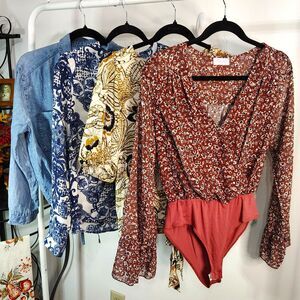 FUN Casual BOHO Blouses BUNDLE Sz SMALL Women's Long & Short Sleeve MIXED LOT